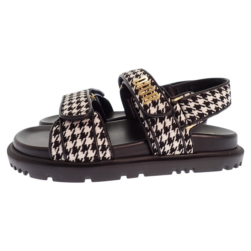 クリスチャンディオール Christian Dior Dioract サンダル サンダル ブラック ホワイト ゴールド金具 レディース【中古】【ABランク】