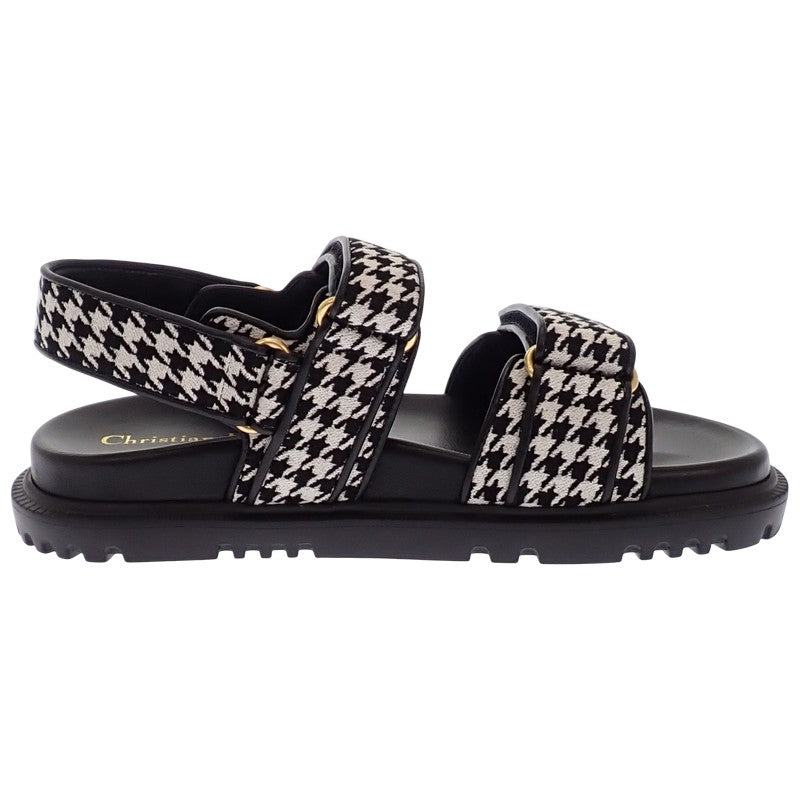 クリスチャンディオール Christian Dior Dioract サンダル サンダル ブラック ホワイト ゴールド金具 レディース【中古】【ABランク】