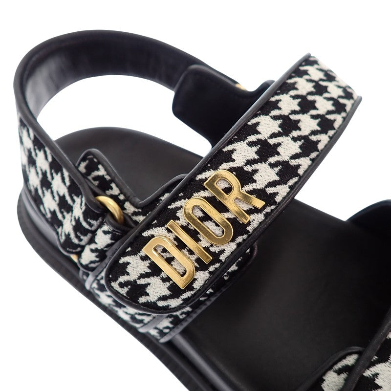 クリスチャンディオール Christian Dior Dioract サンダル サンダル ブラック ホワイト ゴールド金具 レディース【中古】【ABランク】