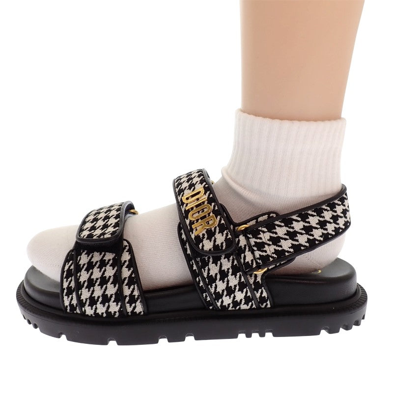 クリスチャンディオール Christian Dior Dioract サンダル サンダル ブラック ホワイト ゴールド金具 レディース【中古】【ABランク】