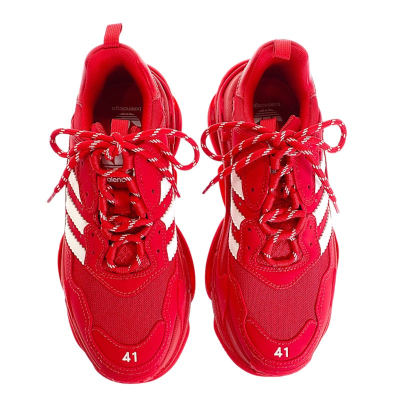 バレンシアガ BALENCIAGA アディダス adidas Triple S 712821 スニーカー レザー レッド メンズ【中古】【Aランク】