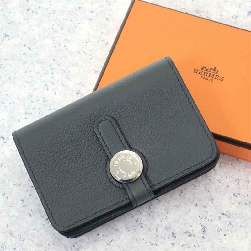 エルメス HERMES ドゴンコンパクト カードケース エバーカラー グレー グリメイヤー メンズ レディース【中古】【Aランク】