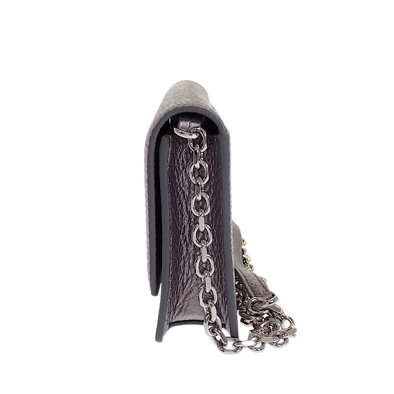 メゾンマルジェラ MAISON MARGIELA 4ステッチ チェーンウォレット SA3UI0008 P6749 二つ折り財布 カーフ シルバー レディース【中古】【Aランク】