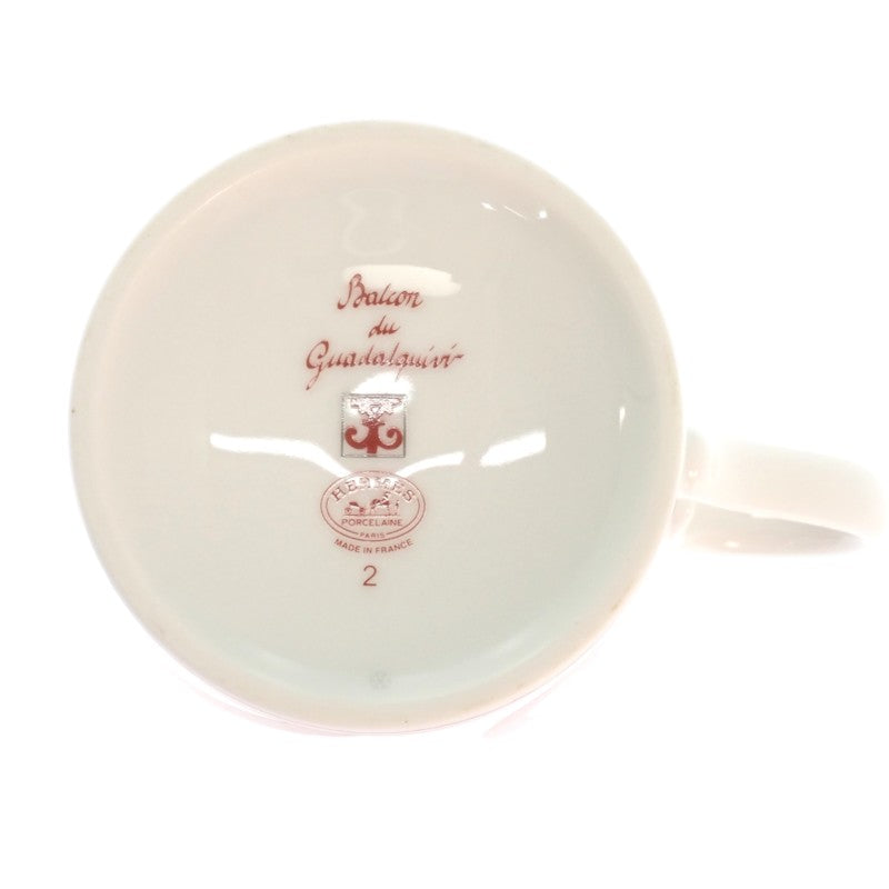エルメス HERMES ガダルキヴィール マグカップNo2 P011032P 食器 ポーセリン レッド ホワイト【中古】【Sランク】