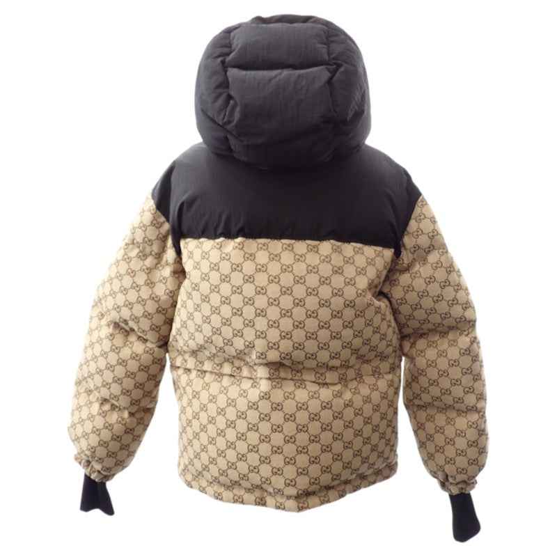 グッチ GUCCI キャンバスボンバー 36 761698 ダウンジャケット GGキャンバス ベージュ ブラック レディース【中古】【Aランク】