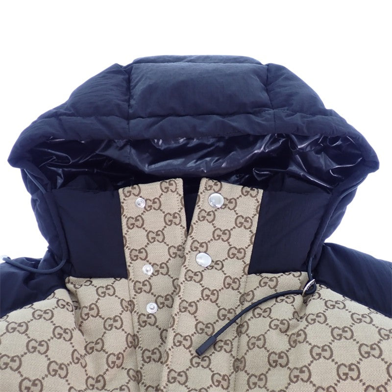 グッチ GUCCI キャンバスボンバー 36 761698 ダウンジャケット GGキャンバス ベージュ ブラック レディース【中古】【Aランク】