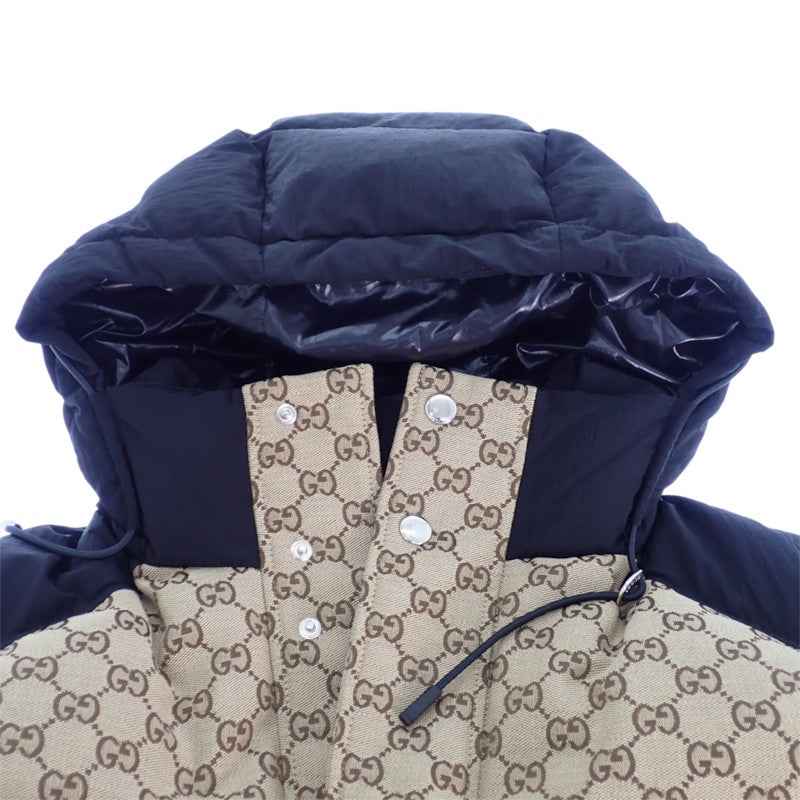 グッチ GUCCI キャンバスボンバー 36 761698 ダウンジャケット GGキャンバス ベージュ ブラック レディース【中古】【Aランク】