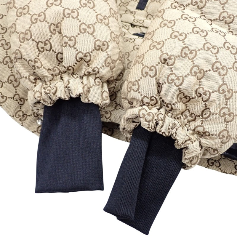 グッチ GUCCI キャンバスボンバー 36 761698 ダウンジャケット GGキャンバス ベージュ ブラック レディース【中古】【Aランク】