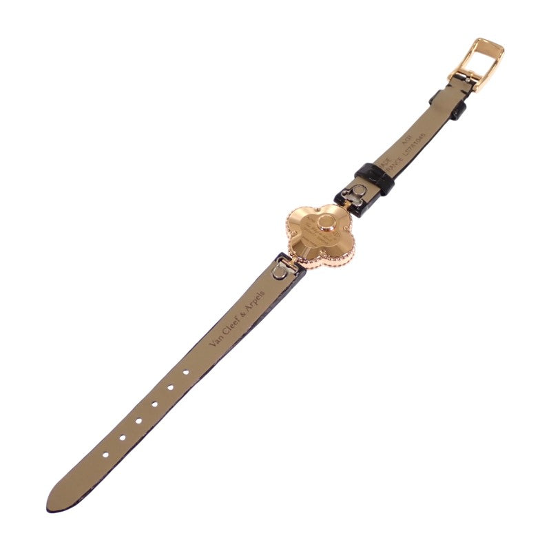 ヴァンクリーフ&アーペル Van Cleef & Arpels スウィート アルハンブラ ウォッチ VCARO8SF00 腕時計 K18ピンクゴールド レザー クオーツ レディース【中古】【Aランク】