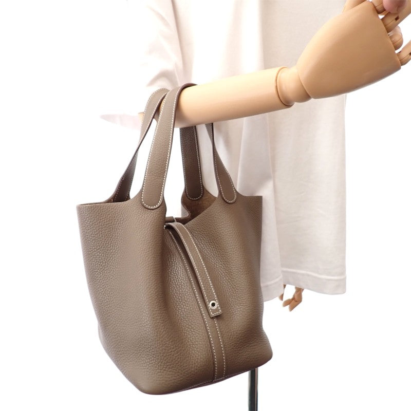 エルメス HERMES ピコタンロック MM ハンドバッグ トリヨンクレマンス エトゥープ ベージュ シルバー金具 レディース【中古】【Bランク】