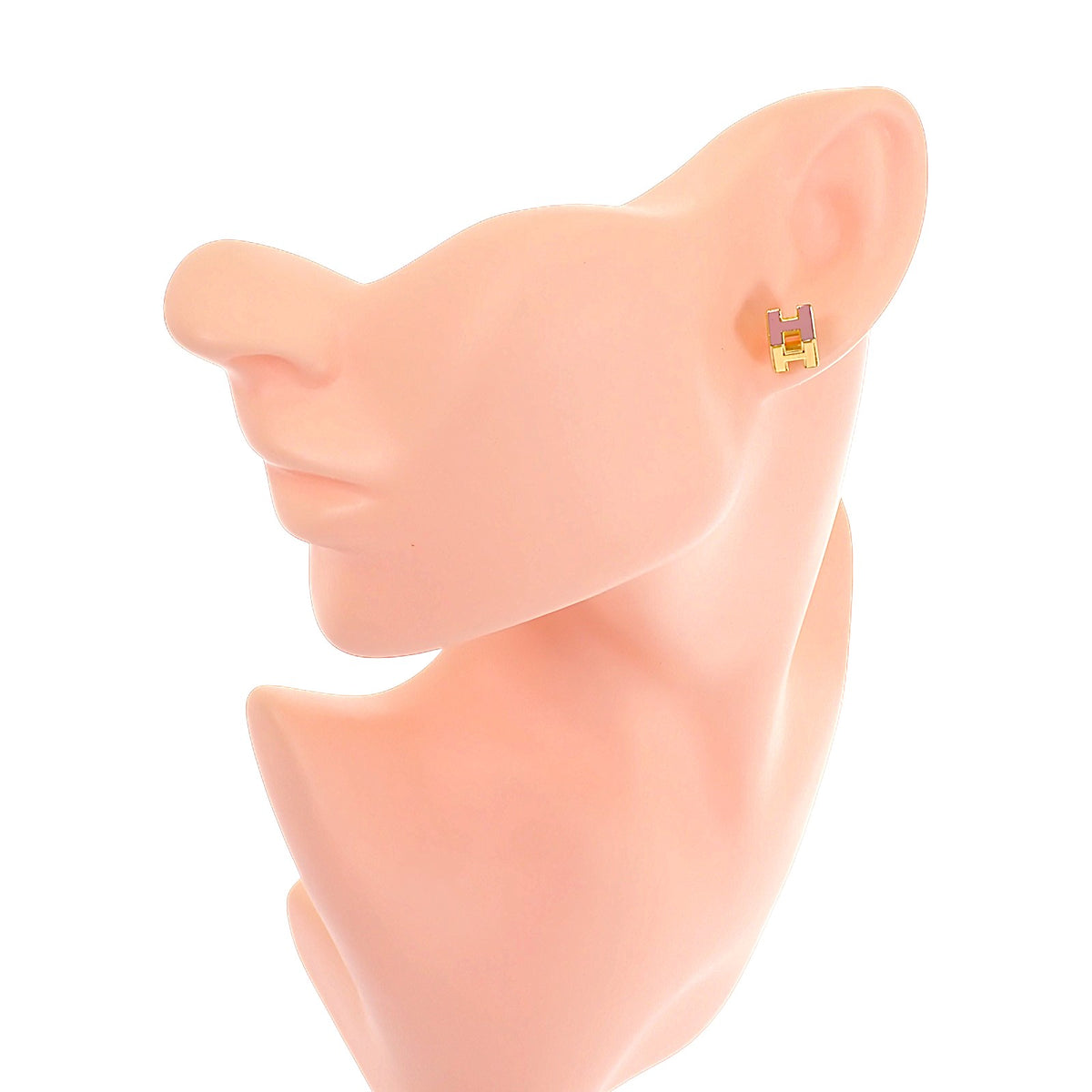 エルメス HERMES カージュドアッシュ Hキューブ ピアス メタル ピンク ゴールド金具 レディース【中古】【ABランク】