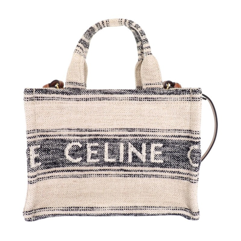 セリーヌ CELINE スモール カバ タイス ジャガード 199162ERP 2WAYバッグ ショルダーバッグ トートバッグ コットン カーフ ホワイト ネイビー ゴールド金具 レディース【中古】【Aランク】