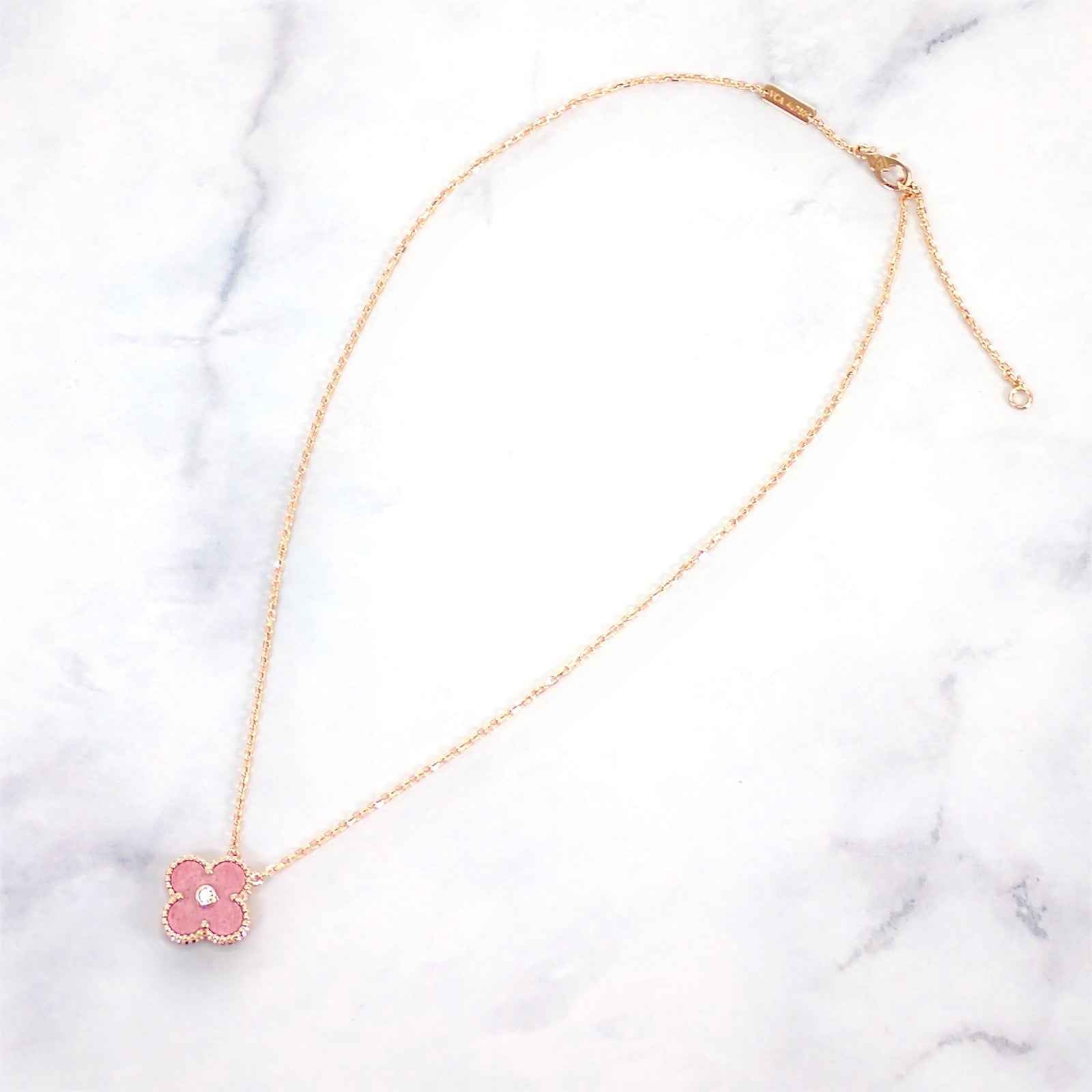 ヴァンクリーフ&アーペル Van Cleef & Arpels ヴィンテージ アルハンブラ 2021年限定 VCARP7TD00 ネックレス K18ピンクゴールド ロードナイト ダイヤモンド レディース【中古】【Aランク】