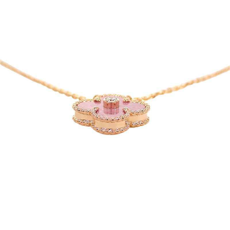 ヴァンクリーフ&アーペル Van Cleef & Arpels ヴィンテージ アルハンブラ 2021年限定 VCARP7TD00 ネックレス K18ピンクゴールド ロードナイト ダイヤモンド レディース【中古】【Aランク】