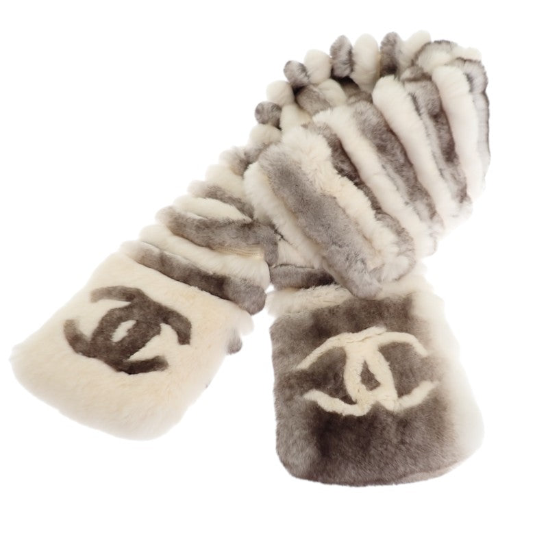 シャネル CHANEL オリラグファー マフラー カシミヤ ホワイト アイボリー レディース【中古】【Aランク】