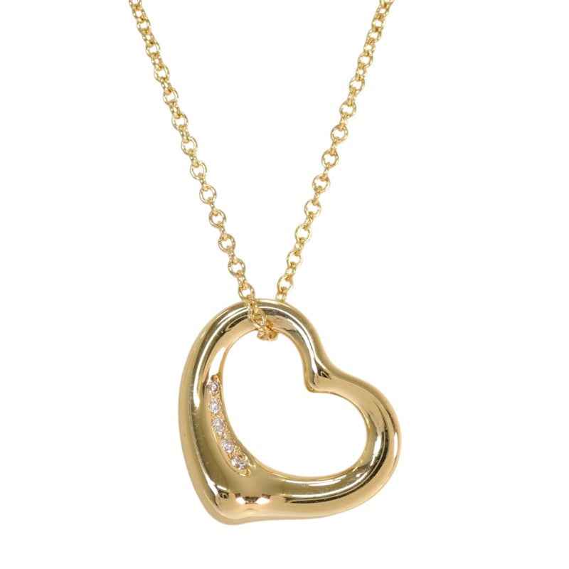 ティファニー TIFFANY&Co. オープンハートペンダント ネックレス K18イエローゴールド ダイヤモンド レディース【中古】【Aランク】