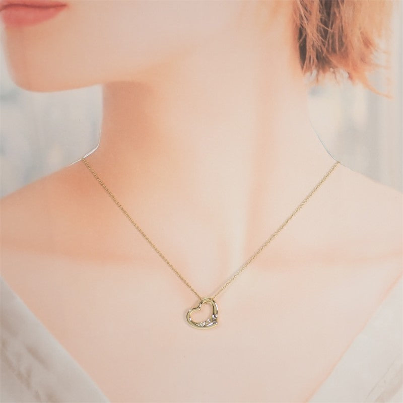 ティファニー TIFFANY&Co. オープンハートペンダント ネックレス K18イエローゴールド ダイヤモンド レディース【中古】【Aランク】