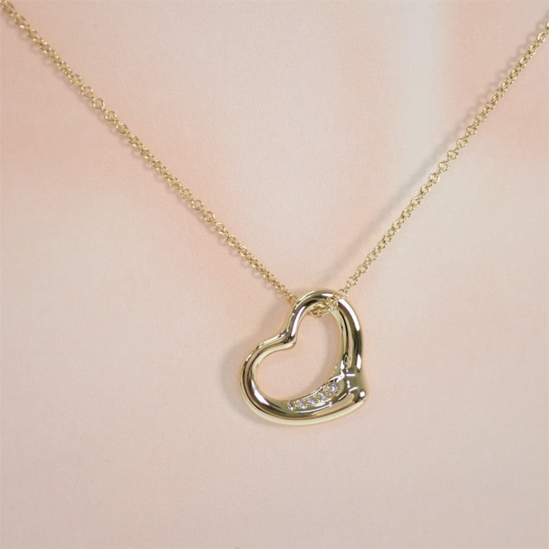 ティファニー TIFFANY&Co. オープンハートペンダント ネックレス K18イエローゴールド ダイヤモンド レディース【中古】【Aランク】