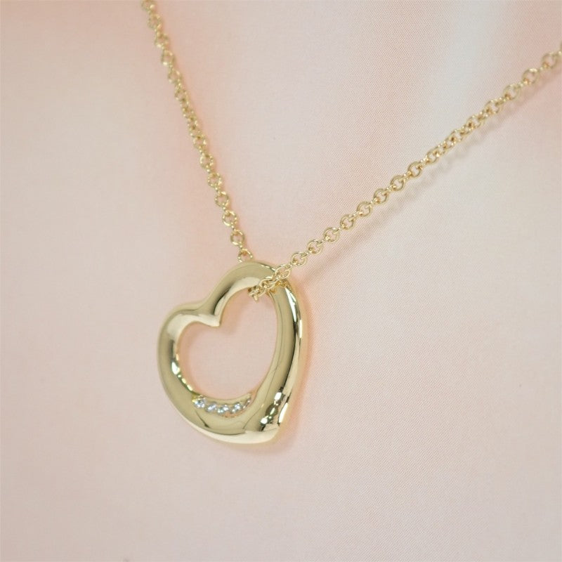 ティファニー TIFFANY&Co. オープンハートペンダント ネックレス K18イエローゴールド ダイヤモンド レディース【中古】【Aランク】