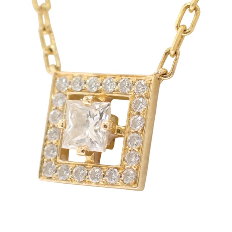 ブシュロン Boucheron アバ スクエア ダイヤ ネックレス K18イエローゴールド 18金 ダイヤモンド レディース【中古】【Aランク】