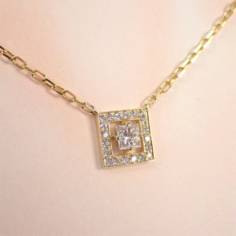 ブシュロン Boucheron アバ スクエア ダイヤ ネックレス K18イエローゴールド 18金 ダイヤモンド レディース【中古】【Aランク】