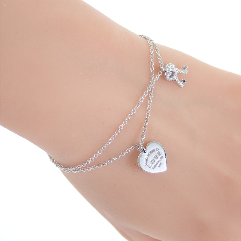 ティファニー TIFFANY&Co. ラブハートタグ・キー リターントゥティファニー ブレスレット K18ホワイトゴールド ダイヤモンド レディース【中古】【Aランク】