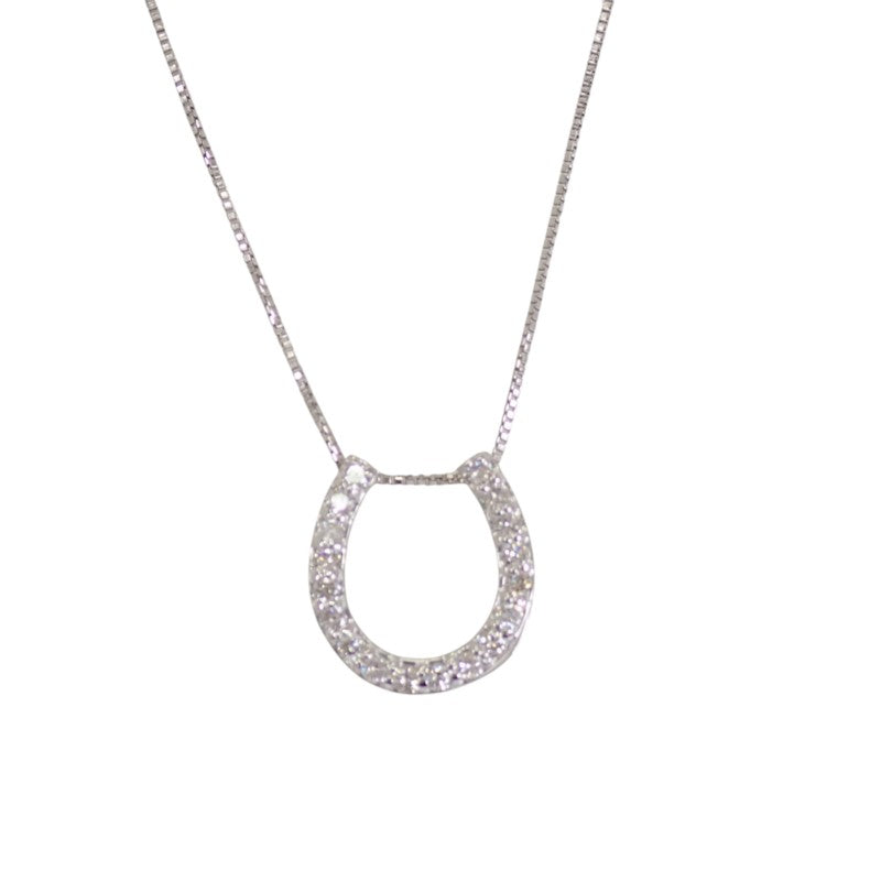 ホースシュー ネックレス K18ホワイトゴールド ダイヤモンド レディース【中古】【Aランク】