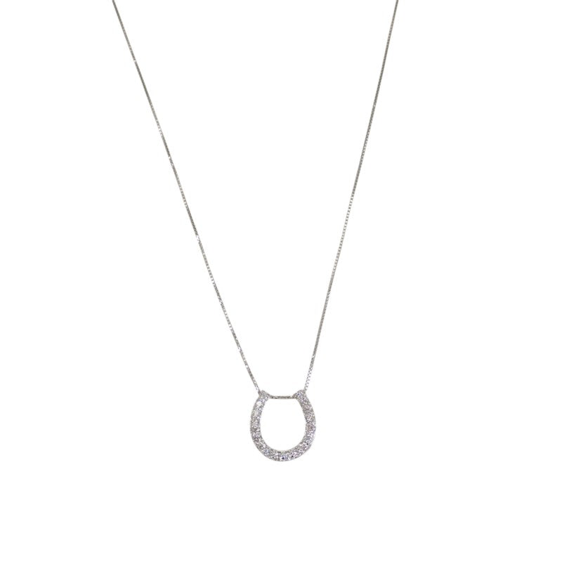 ホースシュー ネックレス K18ホワイトゴールド ダイヤモンド レディース【中古】【Aランク】