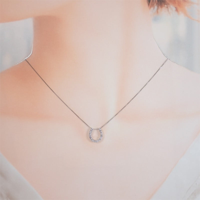 ホースシュー ネックレス K18ホワイトゴールド ダイヤモンド レディース【中古】【Aランク】