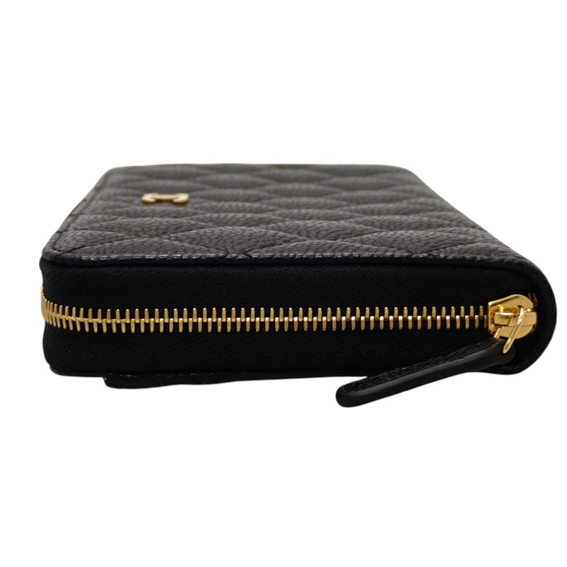 シャネル CHANEL クラシックロングジップウォレット AP0242 長財布 キャビアスキン ブラック ゴールド金具 レディース【中古】【SAランク】
