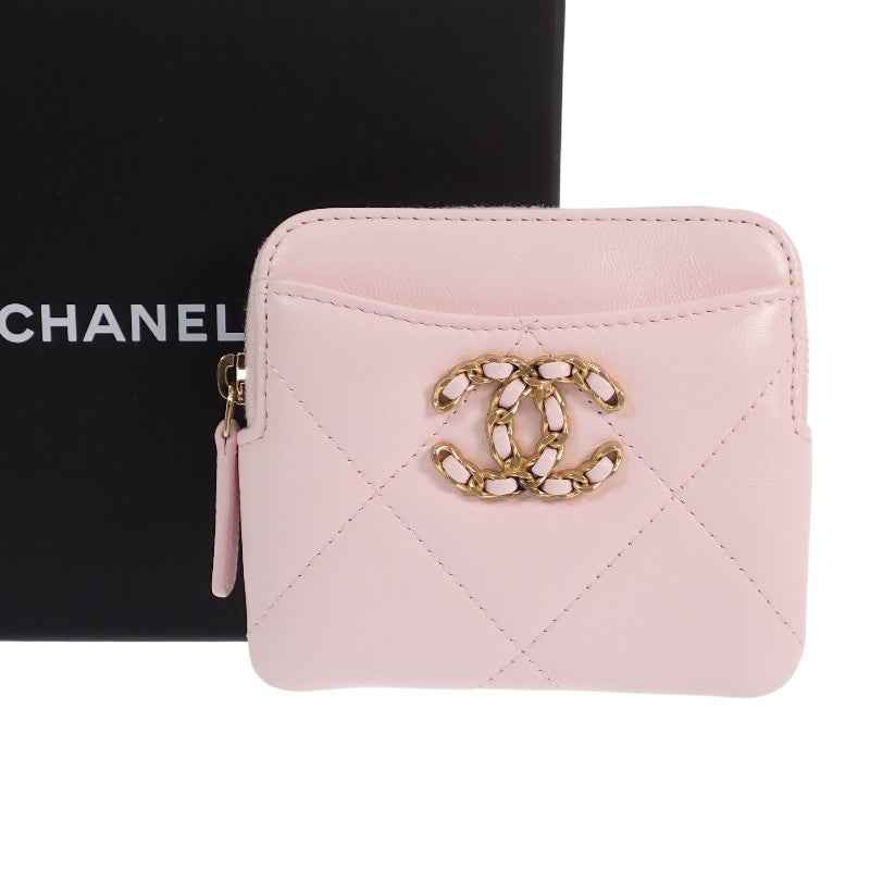 シャネル CHANEL 19 ジップコインパース ディズヌフ AP2086 コインケース ラムスキン ピンク ゴールド金具 レディース【中古】【ABランク】