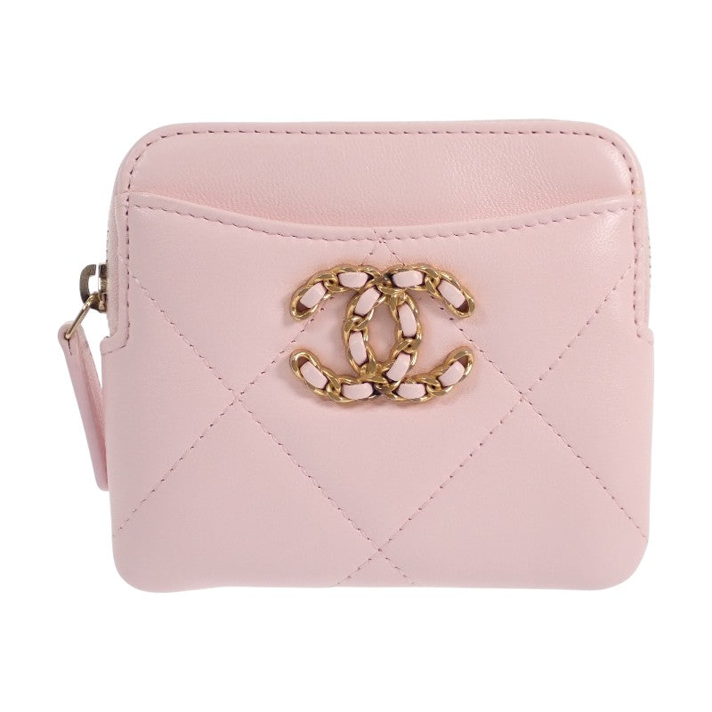 シャネル CHANEL 19 ジップコインパース ディズヌフ AP2086 コインケース ラムスキン ピンク ゴールド金具 レディース【中古】【ABランク】