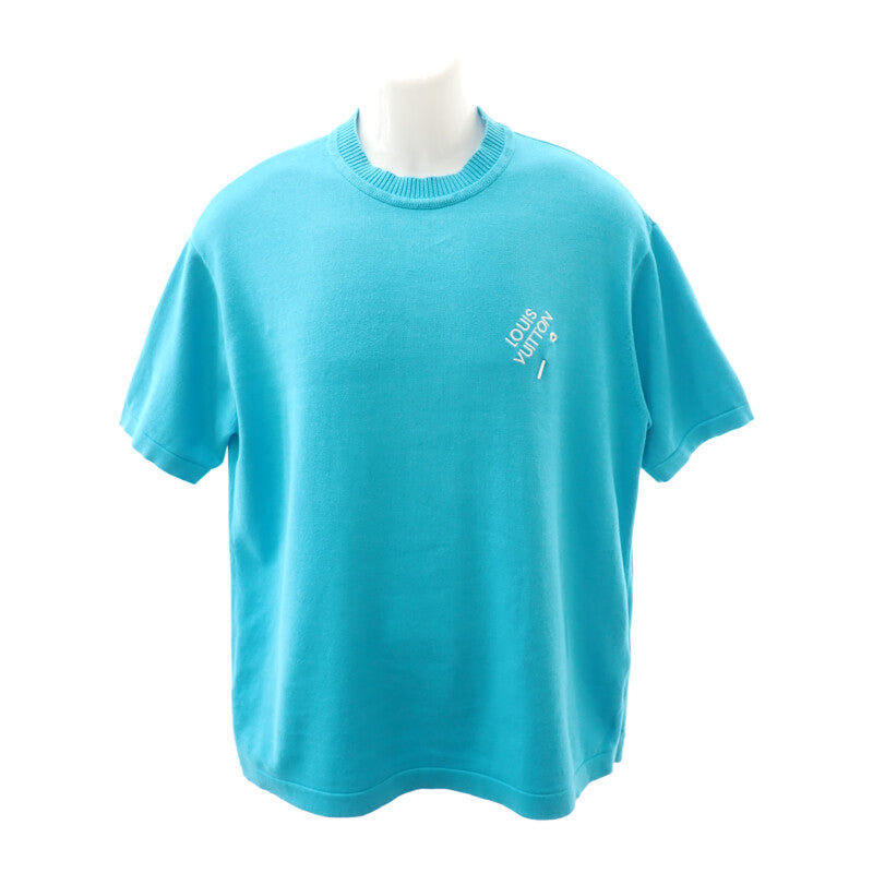 ルイヴィトン LOUIS VUITTON エンブロイダードシグネチャー ショートスリーブ ニット L 半袖Tシャツ コットン ブルー メンズ レディース【中古】【ABランク】