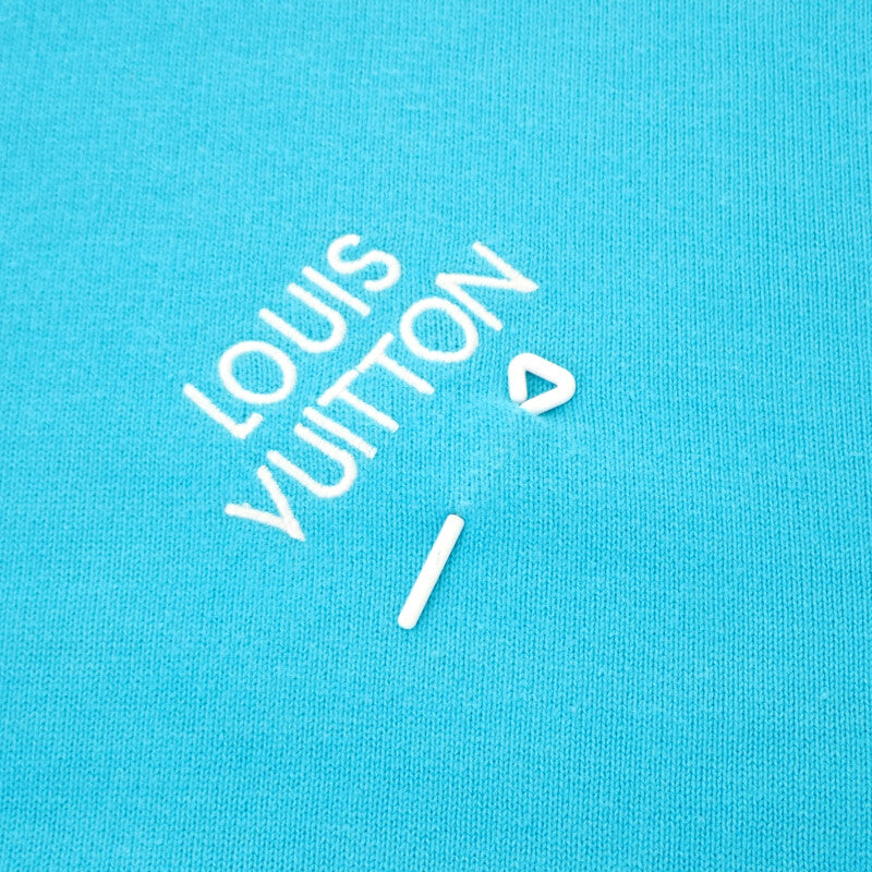 ルイヴィトン LOUIS VUITTON エンブロイダードシグネチャー ショートスリーブ ニット L 半袖Tシャツ コットン ブルー メンズ レディース【中古】【ABランク】