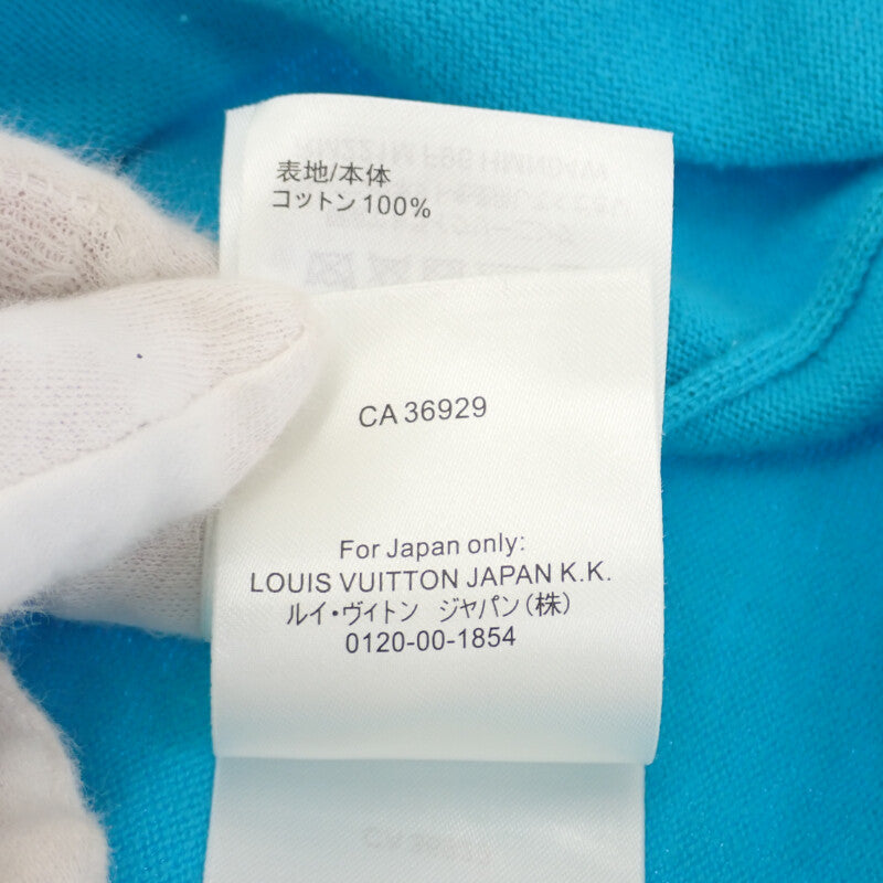 ルイヴィトン LOUIS VUITTON エンブロイダードシグネチャー ショートスリーブ ニット L 半袖Tシャツ コットン ブルー メンズ レディース【中古】【ABランク】