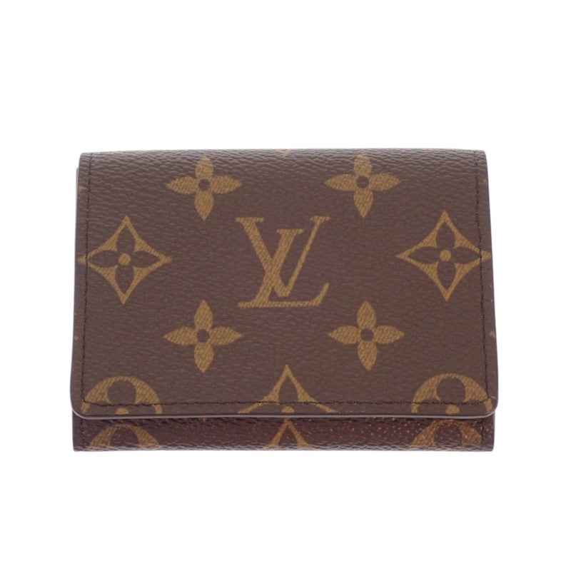 ルイヴィトン LOUIS VUITTON アンヴェロップ・カルト ドゥ ヴィジット M63801 モノグラム カードケース ブラウン ゴールド金具 レディース メンズ【中古】【Sランク】