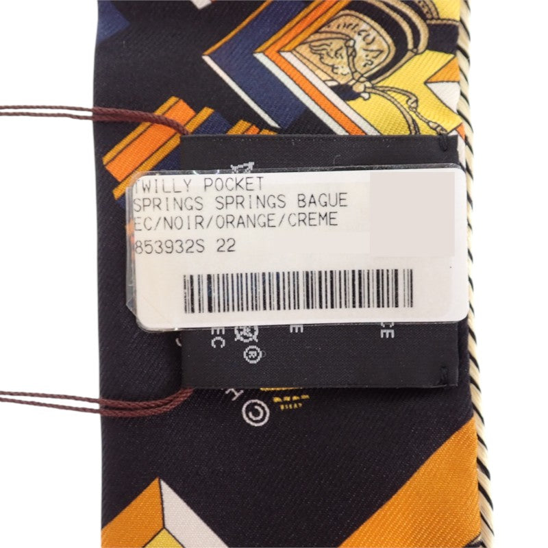 エルメス HERMES ツイリー Springs Springs baguette H853932S_22 スカーフ シルク オレンジ ネイビー ノワール レディース【中古】【Aランク】