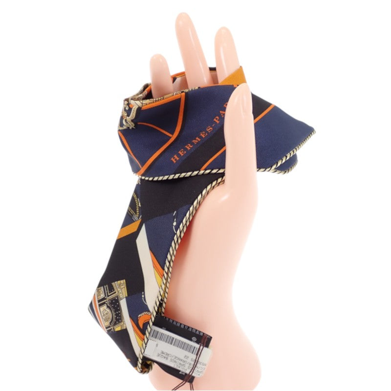 エルメス HERMES ツイリー Springs Springs baguette H853932S_22 スカーフ シルク オレンジ ネイビー ノワール レディース【中古】【Aランク】