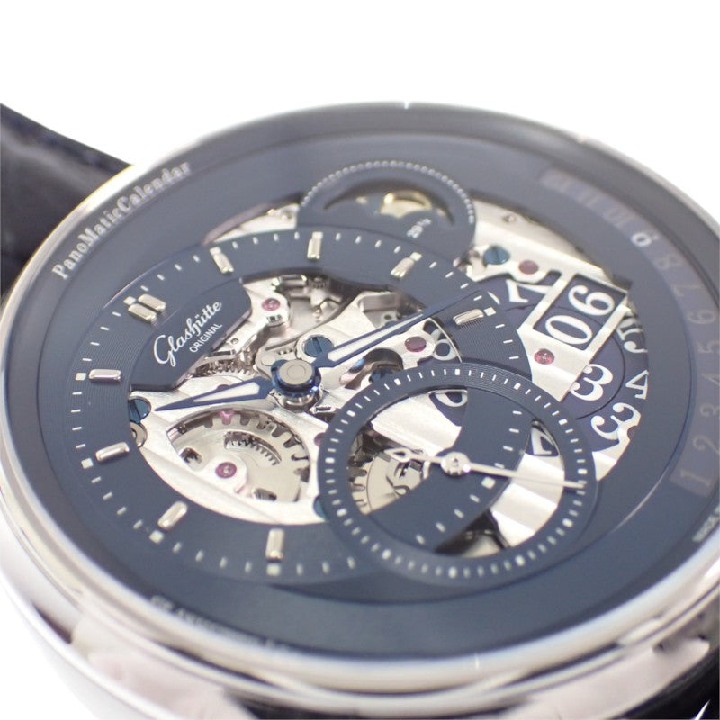グラスヒュッテ Glashutte パノマティック・カレンダー 1-92-11-01-03-64 腕時計 Pt950プラチナ ネイビー 自動巻き ネイビー文字盤 メンズ【中古】【Aランク】