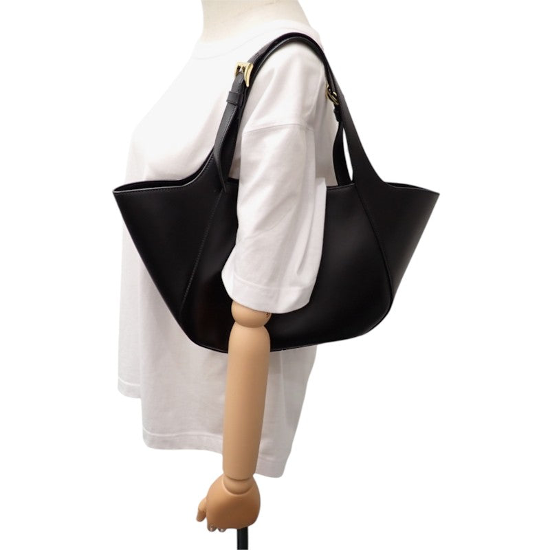 プラダ PRADA ミディアム レザー トート 1BG483 トートバッグ カーフ ブラック ゴールド金具 レディース【中古】【Aランク】