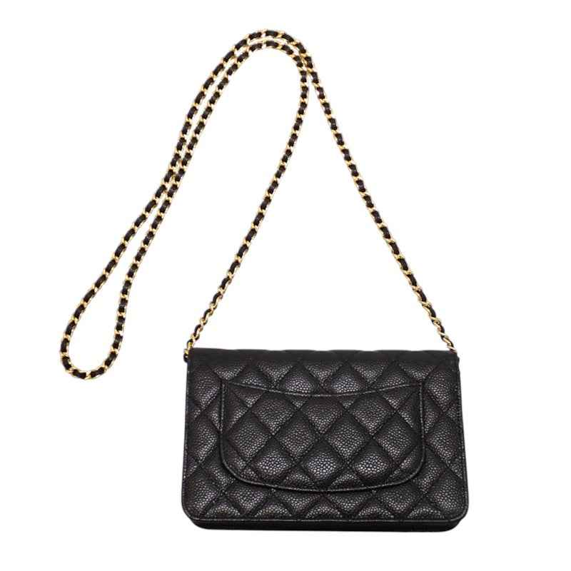 シャネル CHANEL クラシックチェーンウォレット AP0250 長財布 キャビアスキン ブラック ゴールド金具 レディース【中古】【Aランク】