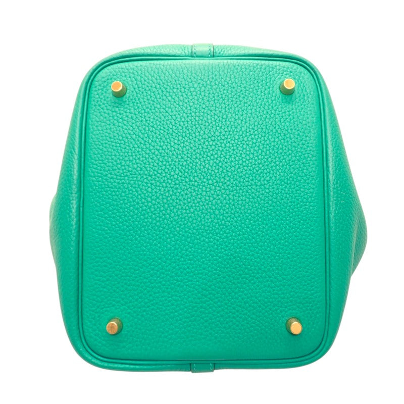 エルメス HERMES ピコタンロックMM ヴェールヴェローヌ ハンドバッグ トリヨンクレマンス グリーン ゴールド金具 レディース【中古】【ABランク】