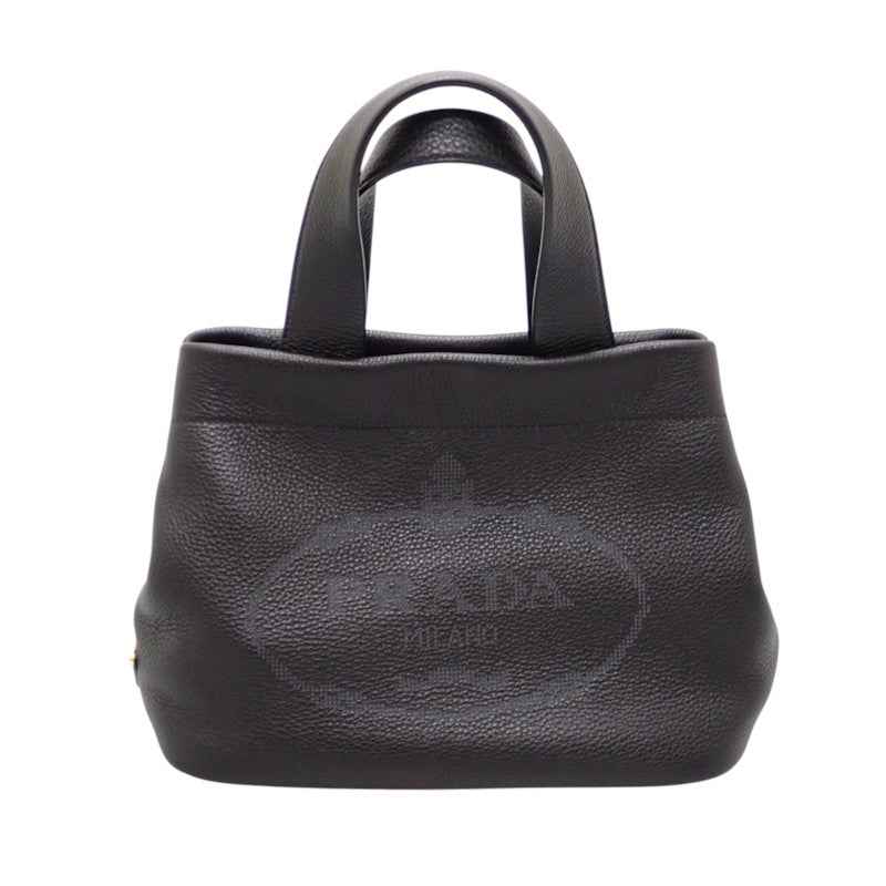 プラダ PRADA スモールレザートート 1BG390 ハンドバッグ レザー ヴィッテロダイノ ブラック ゴールド金具 レディース【中古】【ABランク】