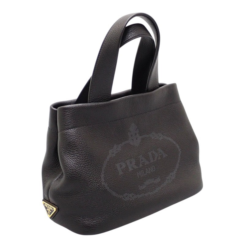 プラダ PRADA スモールレザートート 1BG390 ハンドバッグ レザー ヴィッテロダイノ ブラック ゴールド金具 レディース【中古】【ABランク】