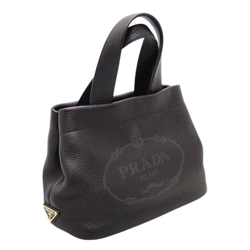 プラダ PRADA スモールレザートート 1BG390 ハンドバッグ レザー ヴィッテロダイノ ブラック ゴールド金具 レディース【中古】【ABランク】