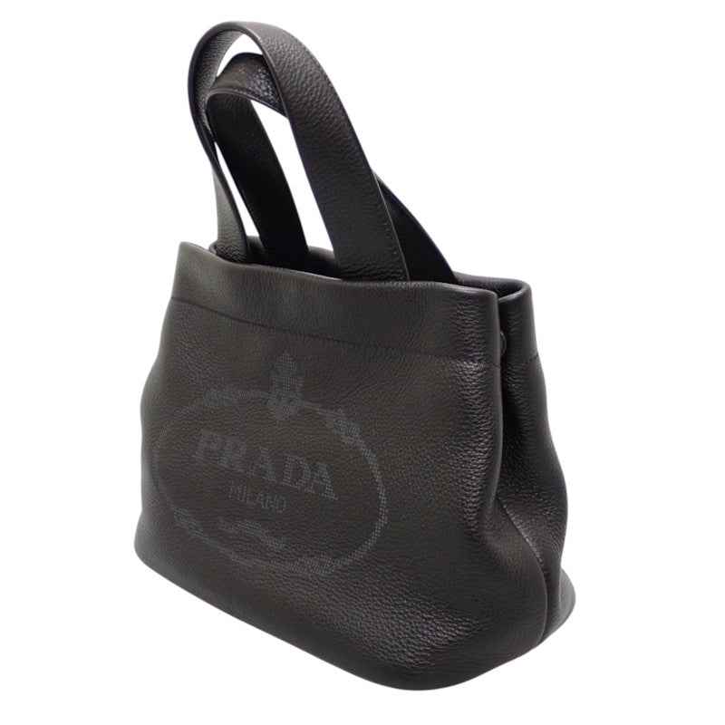 プラダ PRADA スモールレザートート 1BG390 ハンドバッグ レザー ヴィッテロダイノ ブラック ゴールド金具 レディース【中古】【ABランク】