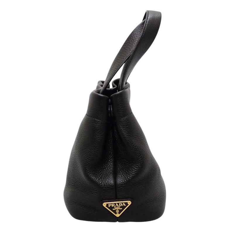 プラダ PRADA スモールレザートート 1BG390 ハンドバッグ レザー ヴィッテロダイノ ブラック ゴールド金具 レディース【中古】【ABランク】