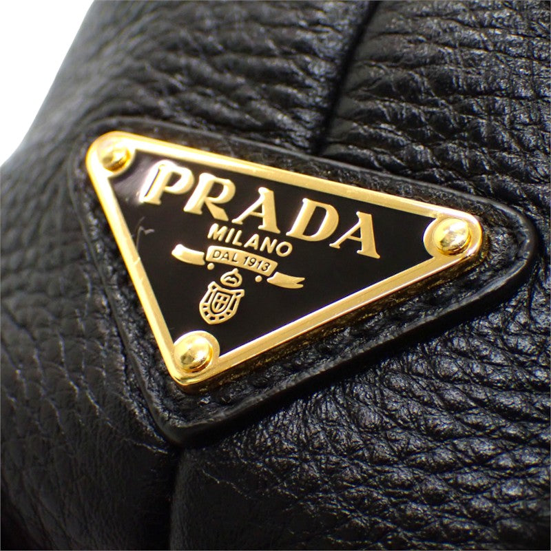 プラダ PRADA スモールレザートート 1BG390 ハンドバッグ レザー ヴィッテロダイノ ブラック ゴールド金具 レディース【中古】【ABランク】