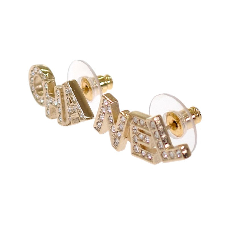 シャネル CHANEL アルファベット ロゴ A21V刻印 AB4766 ピアス メタル クリスタル ゴールド レディース【中古】【Aランク】