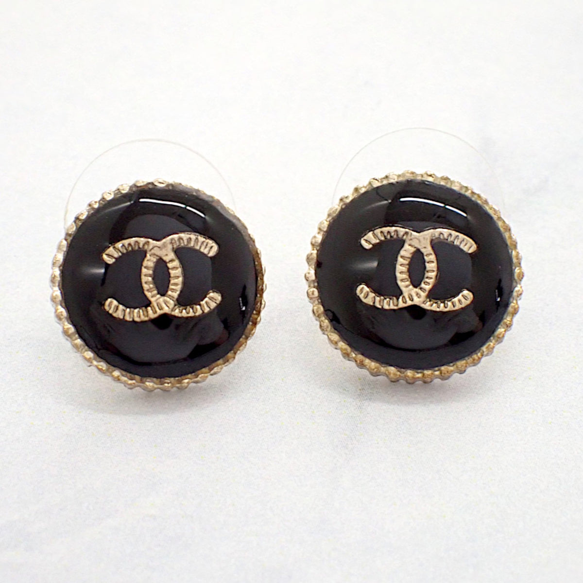 シャネル CHANEL ココマーク A95896 ピアス メタル ブラック ゴールド レディース【中古】【ABランク】